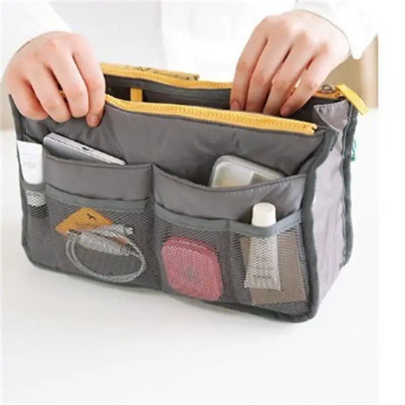HOMEFISH Multi Pocket Portable Cosmetic Storage Bag, Large Capacity Double Zipper Travel Mommy Toiletry Bag