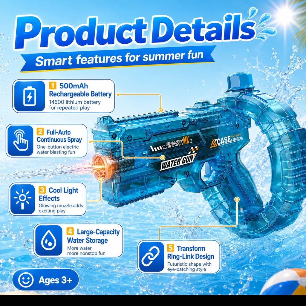 Electric Water Guns For Adults Powerful Squirt Automatic Water Suction Water Blasters Summer Outdoor Beach Toy For Boys Kid Gift