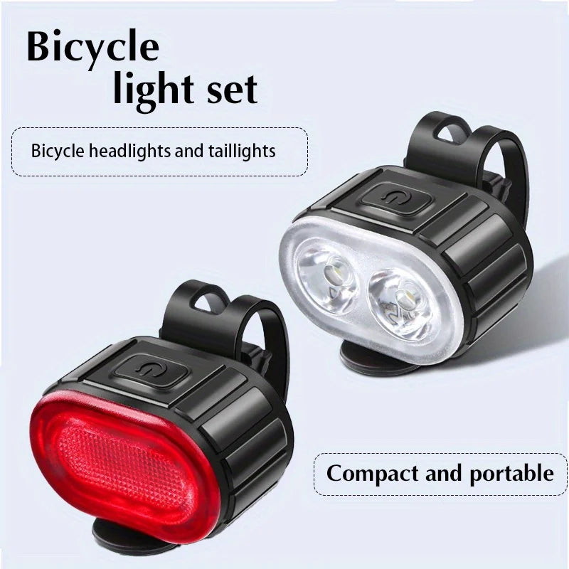 Rechargeable Bicycle Lights Bike Safety Warning Lamp Outdoor Waterproof Cycling Flashlight For Mountain And Road Bikes