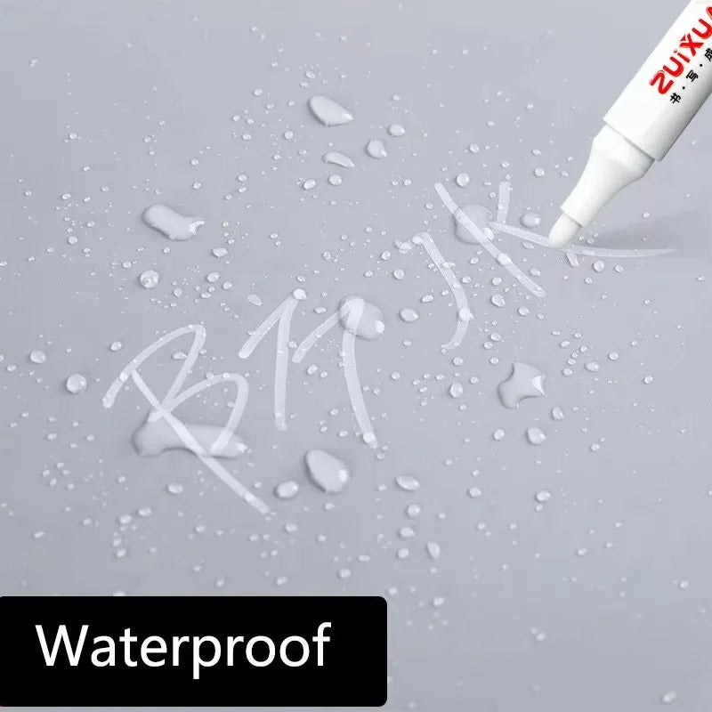 1Pc White Marker Pens 2.0mm Oily Waterproof White Gel Pen DIY Graffiti Sketching Markers Stationery Wrting School Supplies