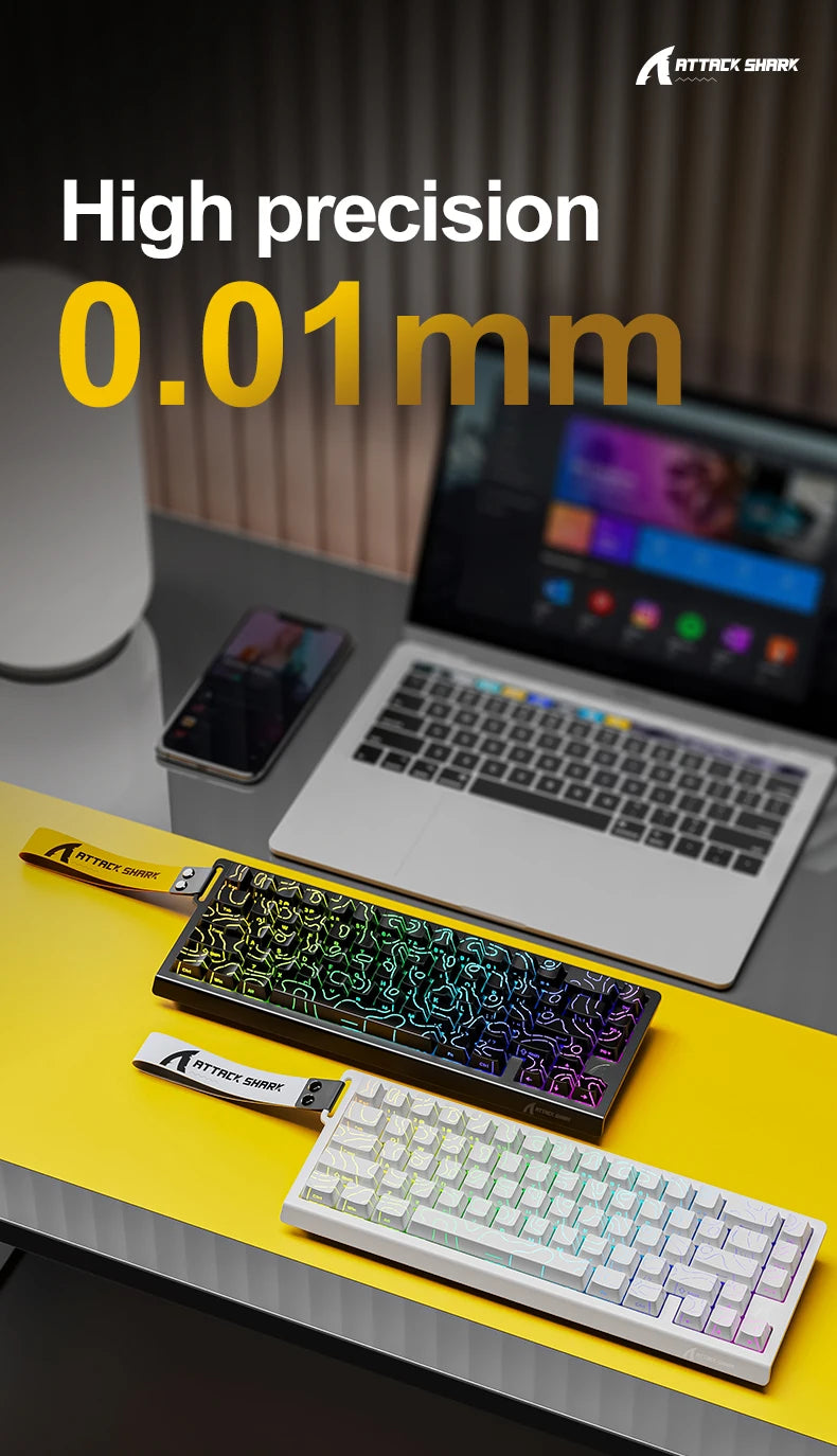 ATTACK SHARK X68HE Mechanical Keyboard Wired 8KHz RGB Backlight 0.01mm Precision 0.125ms Low Latency Magnetic Switch for Windows