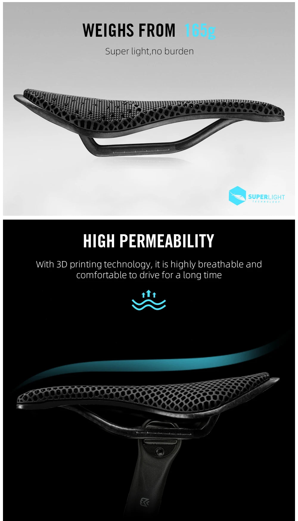 RYET 3D Printed Bike Saddle Ultralight Carbon Fiber Hollow Comfortable Breathable MTB Gravel Road Bicycle Cycling Seating Parts
