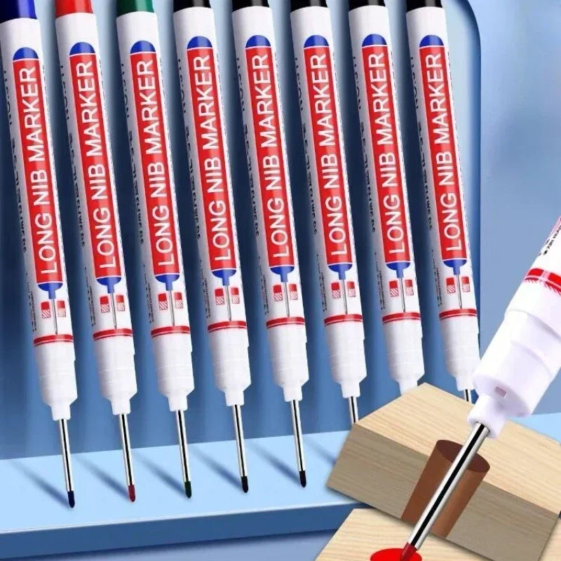4-80Pcs 2cm Waterproof Long Head Markers Deep Hole Marker Pen for Metal Carpenter Red/Black/Blue/Green Ink Woodworking Tools