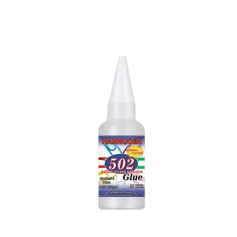 502 super strong quick-drying adhesive, professionally used for daily repair of toy plastics, is white, transparent and odorless