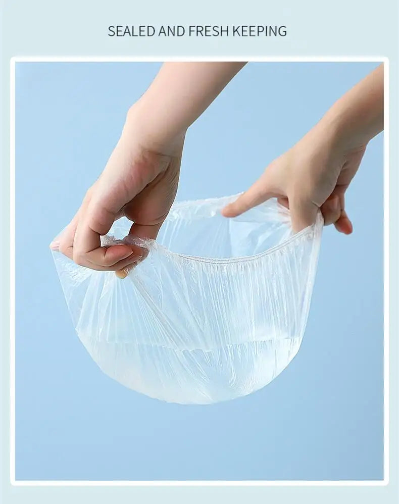 100pcs Disposable Food Covers Elastic Plastic Storage Bags Food Grade Fresh Keeping Cover for Bowls Plates Kitchen