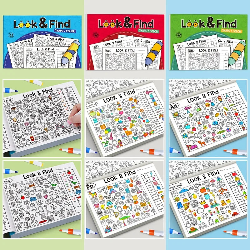 32 Pages Children's Find Items Coloring & Drawing Book Fun Concentration & Attention Exercise Early Education Activity Book