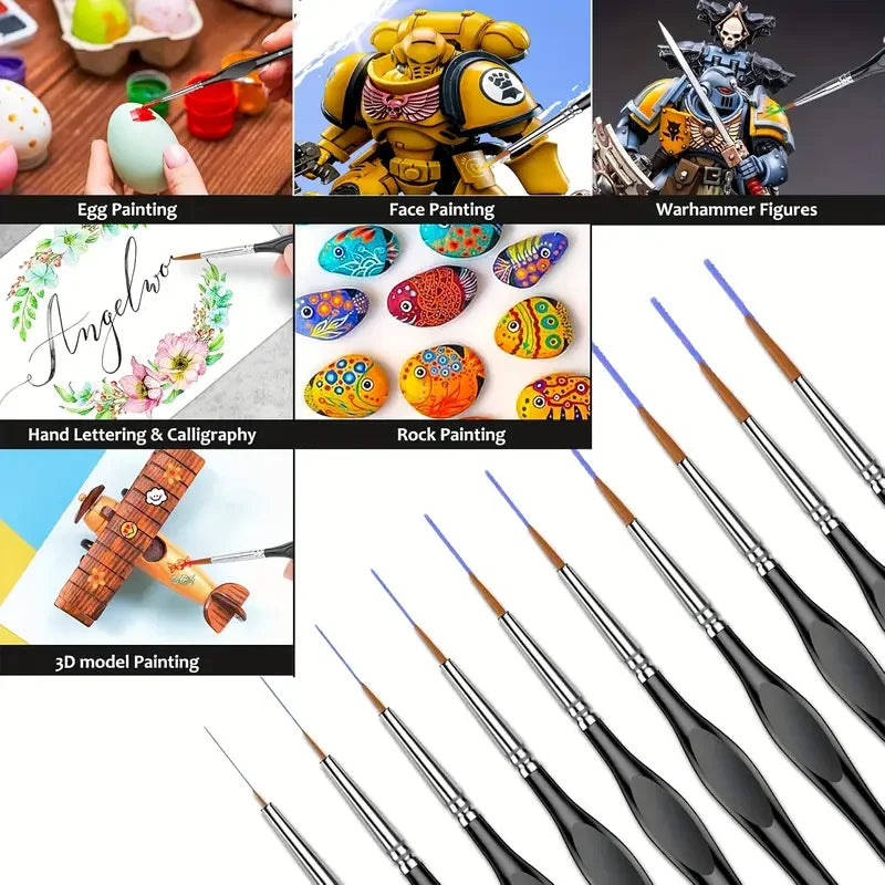 11pcs Detail Brush Set, Triangle Handle Micro Brush, Acrylic Painting Art Brush, Model Oil Painting, Digital Painting Set