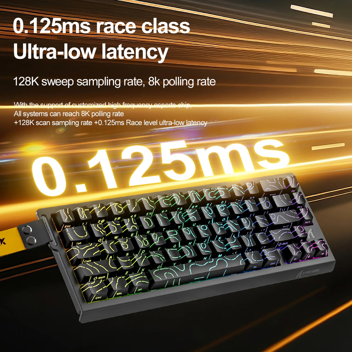 ATTACK SHARK X68HE Keyboard, PBT Double-Shot, RGB, 0.01mm, Baiyu Magnetic Switches,