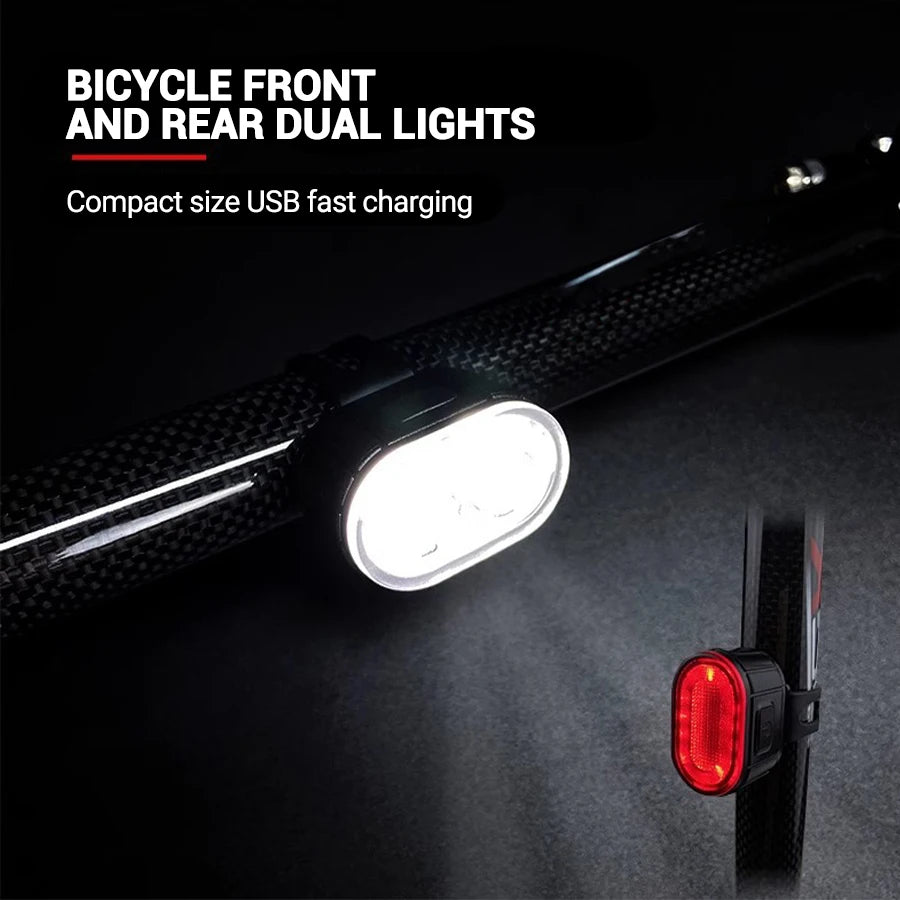 Rechargeable Bicycle Lights Bike Safety Warning Lamp Outdoor Waterproof Cycling Flashlight For Mountain And Road Bikes