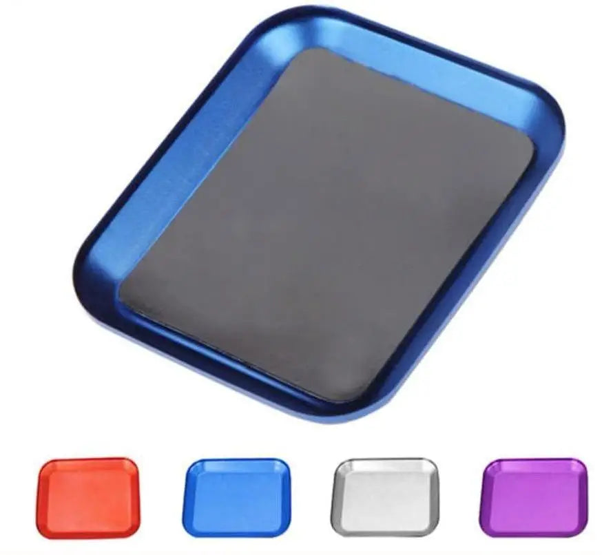 RC Model Repair Magnetic Screw Tray, Aluminum Alloy Weak Magnet Parts Holder for Airplane, Car, Boat and Crawler Models
