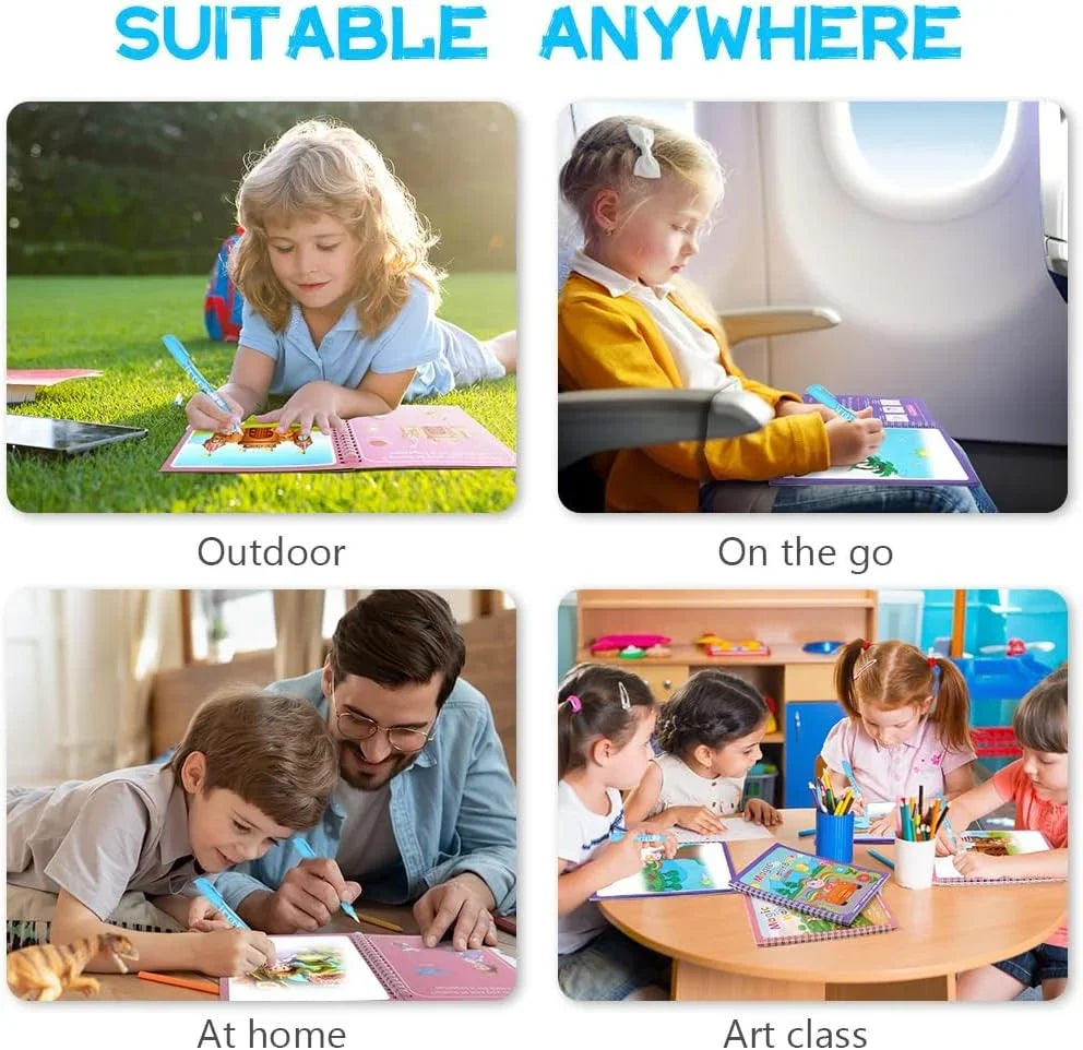 Cartoon Magic Water Painting Book Kids Early Learning Sensory Drawing Puzzle Educational Toy for Children Cartoon Painting Book