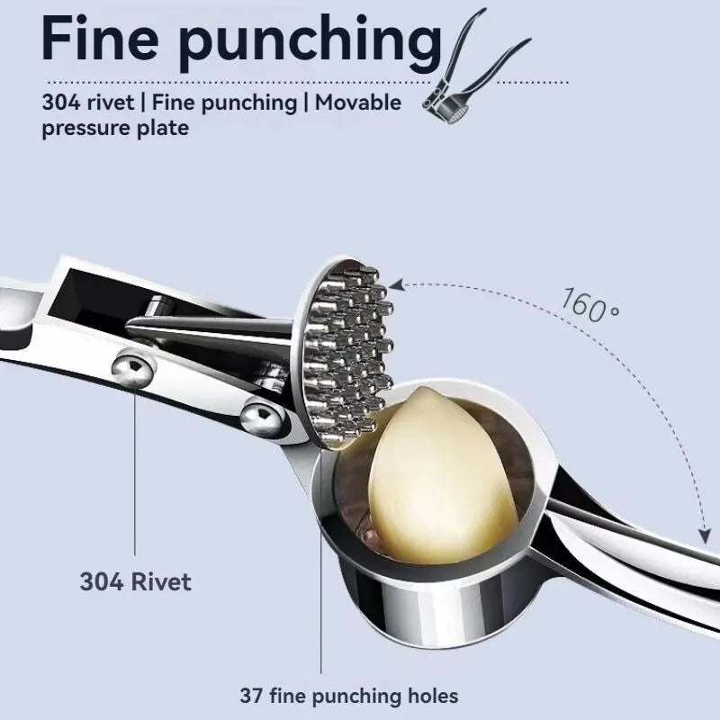 Garlic Press Anti-Skid Thickened Garlic Clip Multifunctional Zinc Alloy Stainless Steel Manual Pull Type Garlic Punch