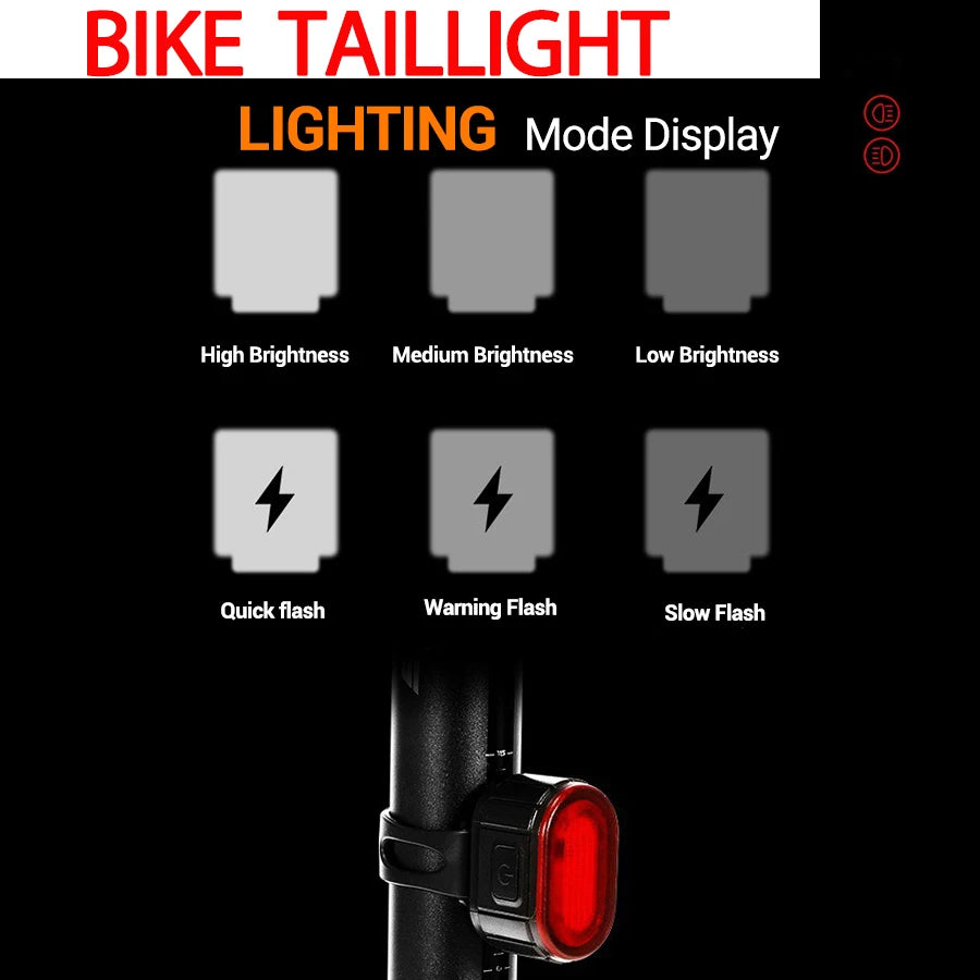 Rechargeable Bicycle Lights Bike Safety Warning Lamp Outdoor Waterproof Cycling Flashlight For Mountain And Road Bikes