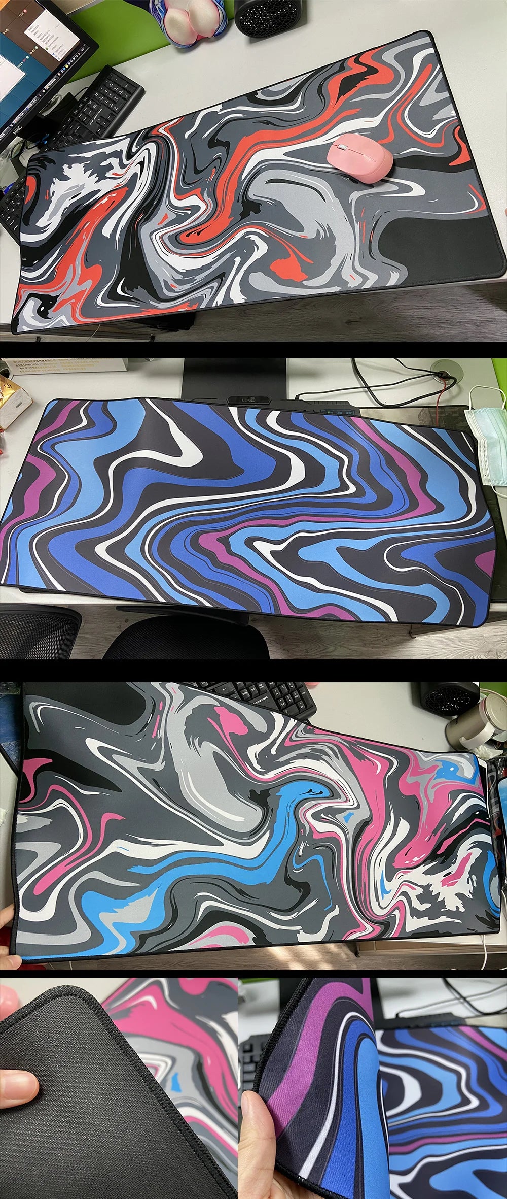 Anime Mouse Pad Large Gaming Desk Mat Extended Non-Slip Rubber Base Stitched Edge Keyboard Mat Kawaii Mousepad for Laptop Gamer