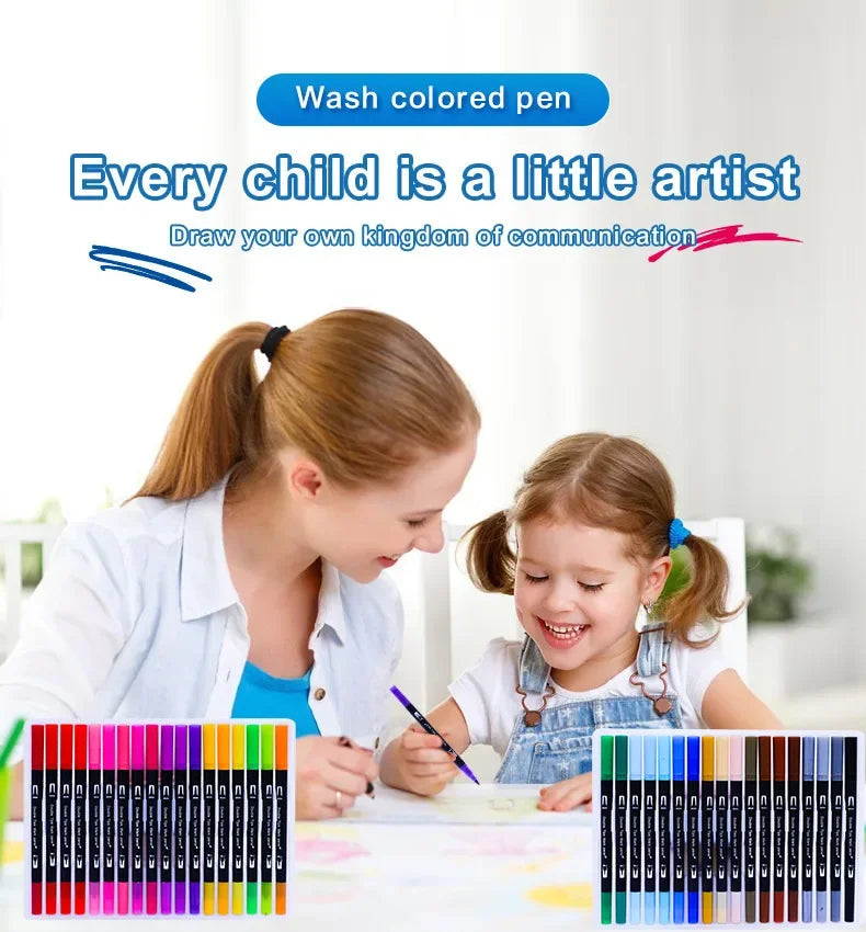 Double-ended watercolor marker set - for painting and handicrafts, durable plastic pen body, Christmas gift