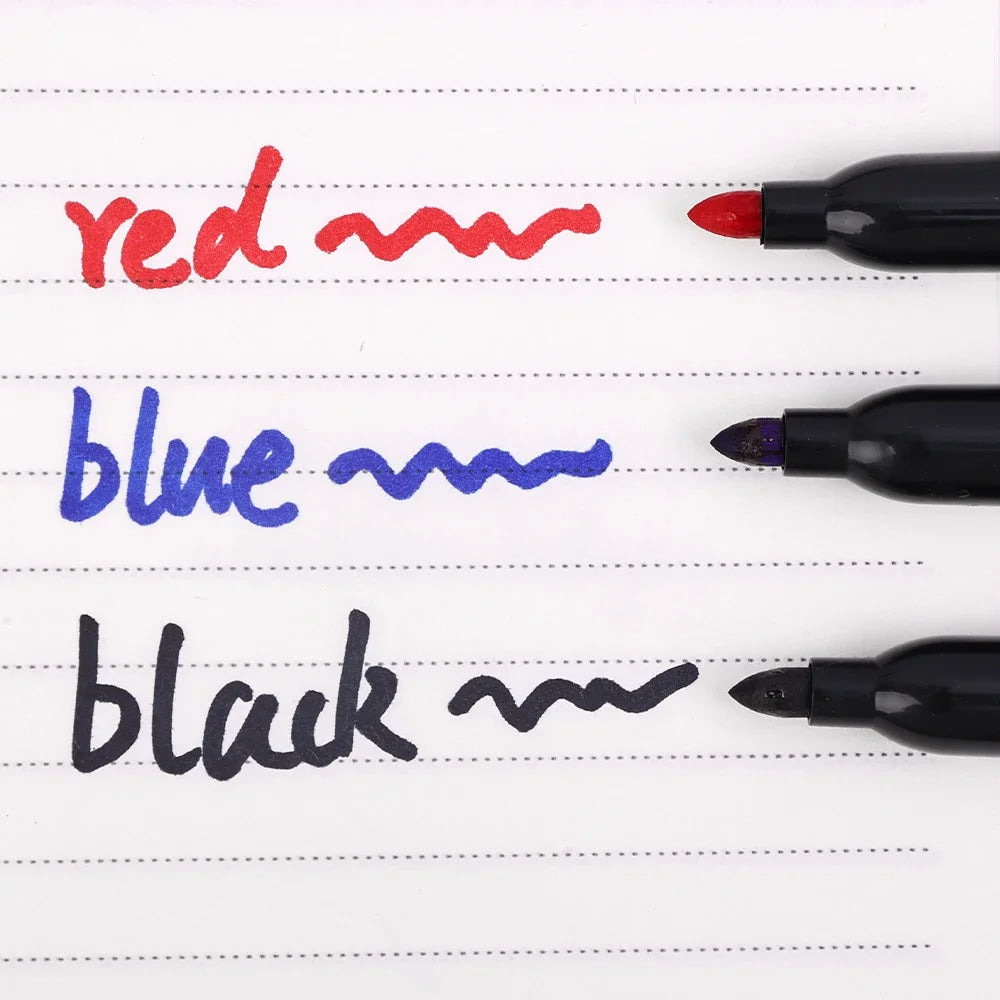 Permanent Marker Pen Drawing Markers Black Blue Red Waterproof Ink Sketch Pens Stationery Art School Supplies For Glass Metal