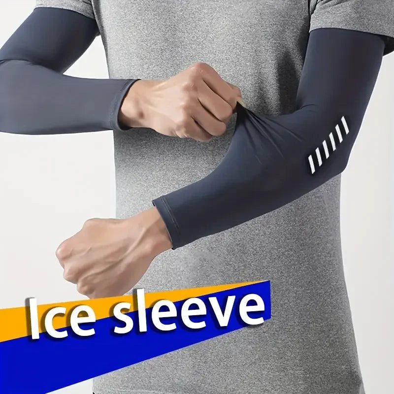 1 Pair Men's Lightweight Breathable Cooling Sports Sleeves Ice Silk Fabric Sweat-Absorbent for Cycling Fishing Running & Hiking