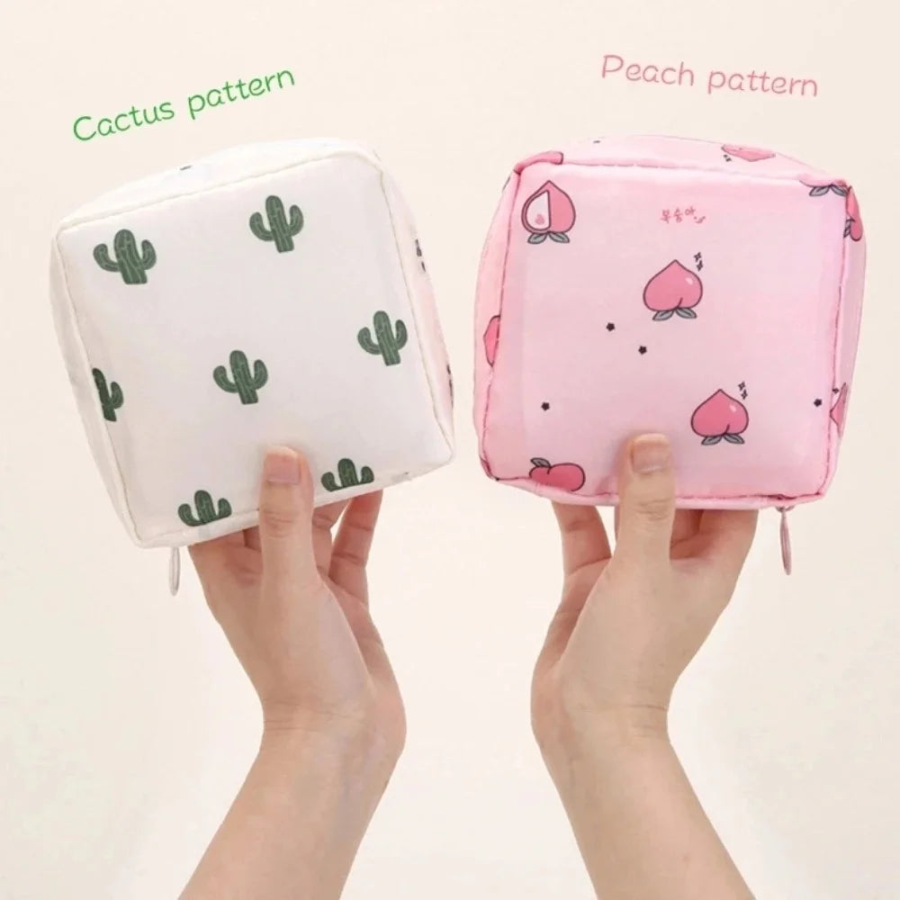 Cartoon Pattern Sanitary Napkin Bag Women Sanitary Napkin Tampon Storage Bag Portable Waterproof Multifunction Organizer Pouch