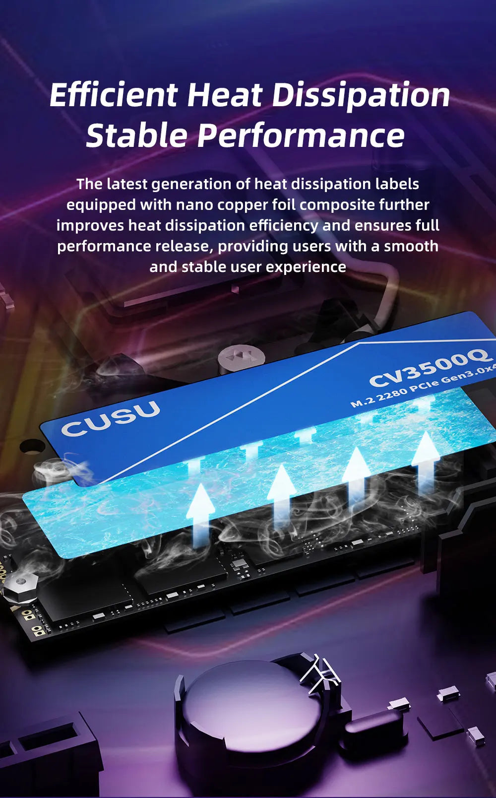 CUSU M2 SSD 1TB 2TB NVMe SSD 512GB Hard Drive PCIe3.0 X4 Internal Solid State Disk for Laptop Desktop