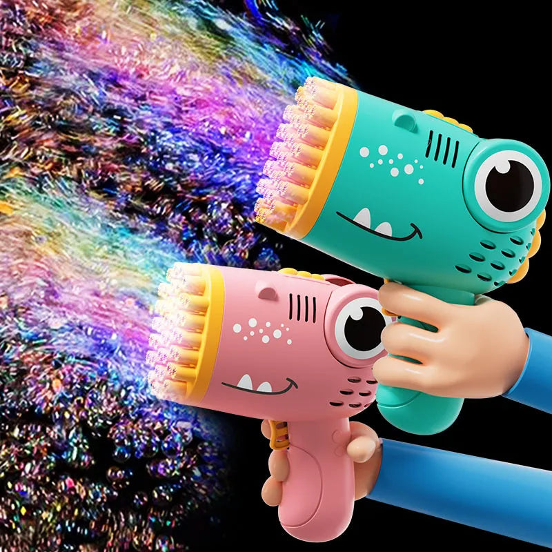 40 Hole Dinosaur Bubble Gun, 2-in-1 Electric Soap Water Bubble Machine, Summer Outdoor Interactive Desktop Game, Party Gift