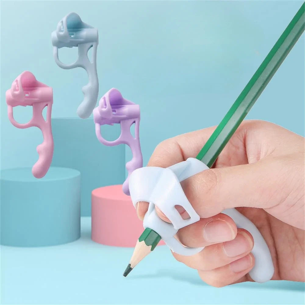 4 Pack Ergonomic Pen Grip Corrector Soft Rubber Hand Writing Posture Trainer Kids Handwriting Aid Correction Stationery Tool