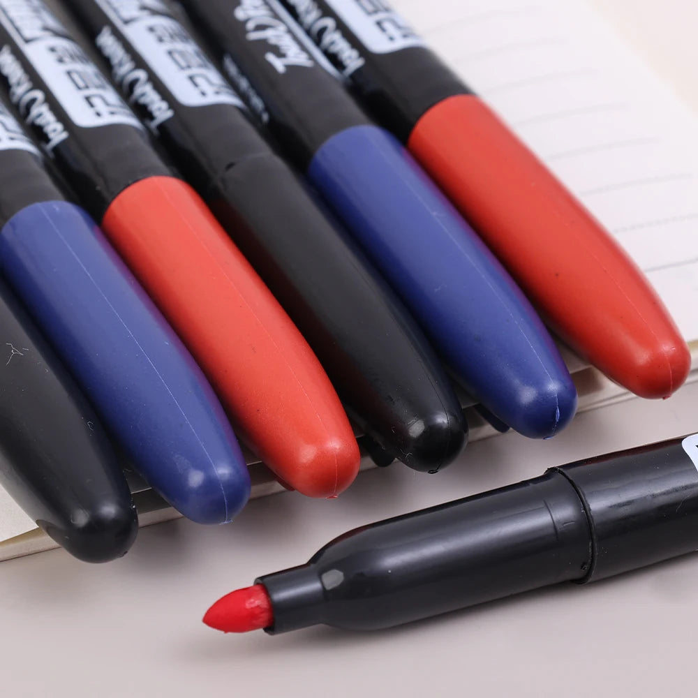 Permanent Marker Pen Drawing Markers Black Blue Red Waterproof Ink Sketch Pens Stationery Art School Supplies For Glass Metal