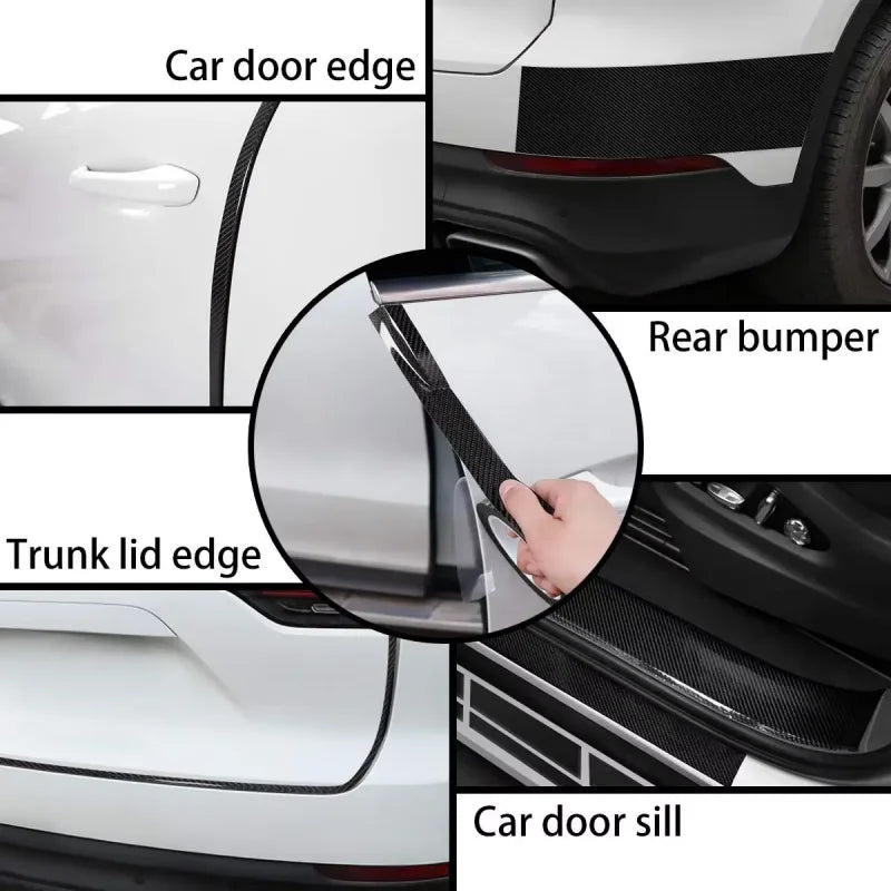 1-5m Nano Carbon Fiber Car Tape Sticker Door Mirror Paste Protector Strip DIY Protection Protective Film Waterproof Adhesive
