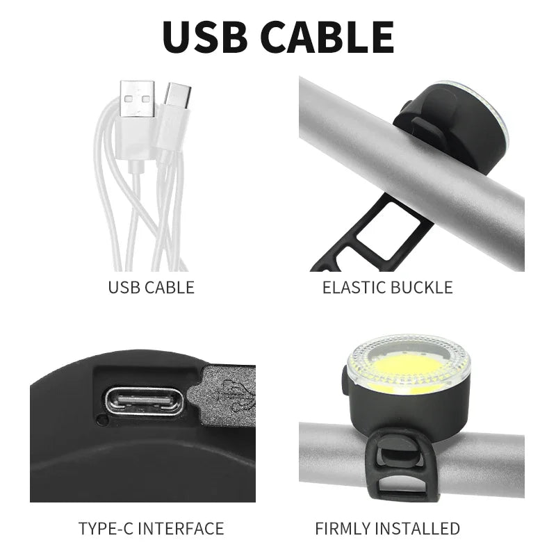 BUCKLOS Bicycle COB Light Set USB Charging High Visibility Taillight 500lm MTB Road Bike Light Lamp Cycling Accessories