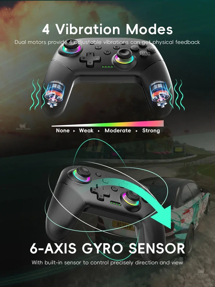 🎮 Control Inalámbrico DATA FROG RGB para Nintendo Switch y PC 🕹️