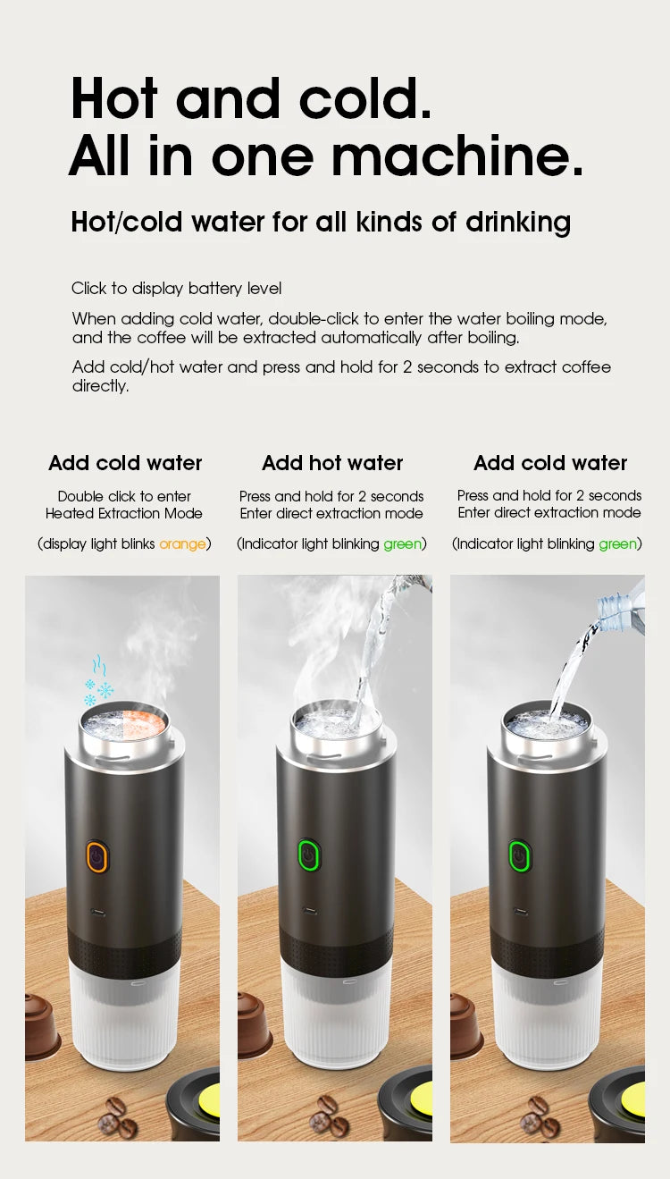 Máquina de Café Espresso Portátil Eléctrica Inalámbrica 3 en 1 ☕️🏕️