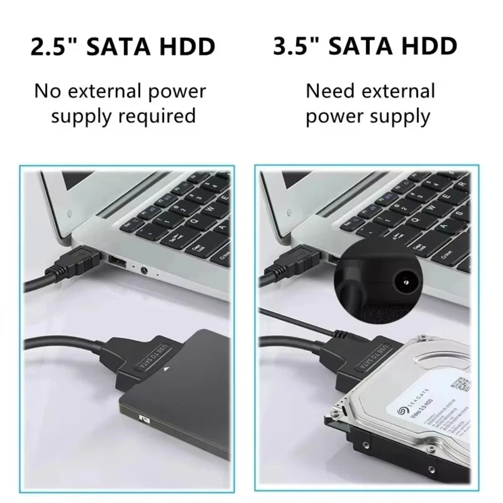 USB 3.0 To SATA III Cable Adapter Hard Drive Sata Converter for 2.5" 3.5" SSD HDD Hard Drive Disk Compatible with 2.5/3.5 Inch