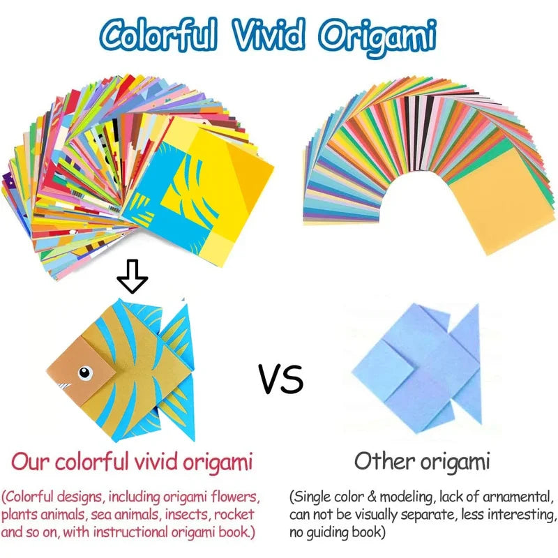 Origami Kit with 30/96 Sheets Paper & Guide Book, DIY Craft Art for Beginners Kids, Multiple Difficulty Level Challenges