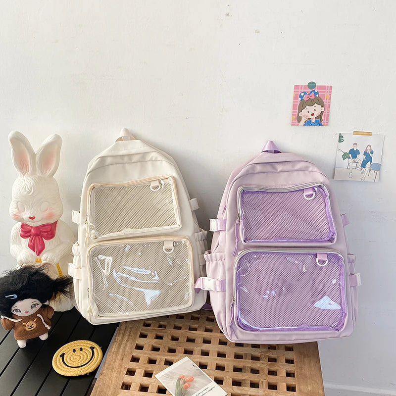 🎒✨ Mochila Transparente Estilo Japonés ITA – Gran Capacidad para Escuela, Universidad y Cosplay 💖🌸