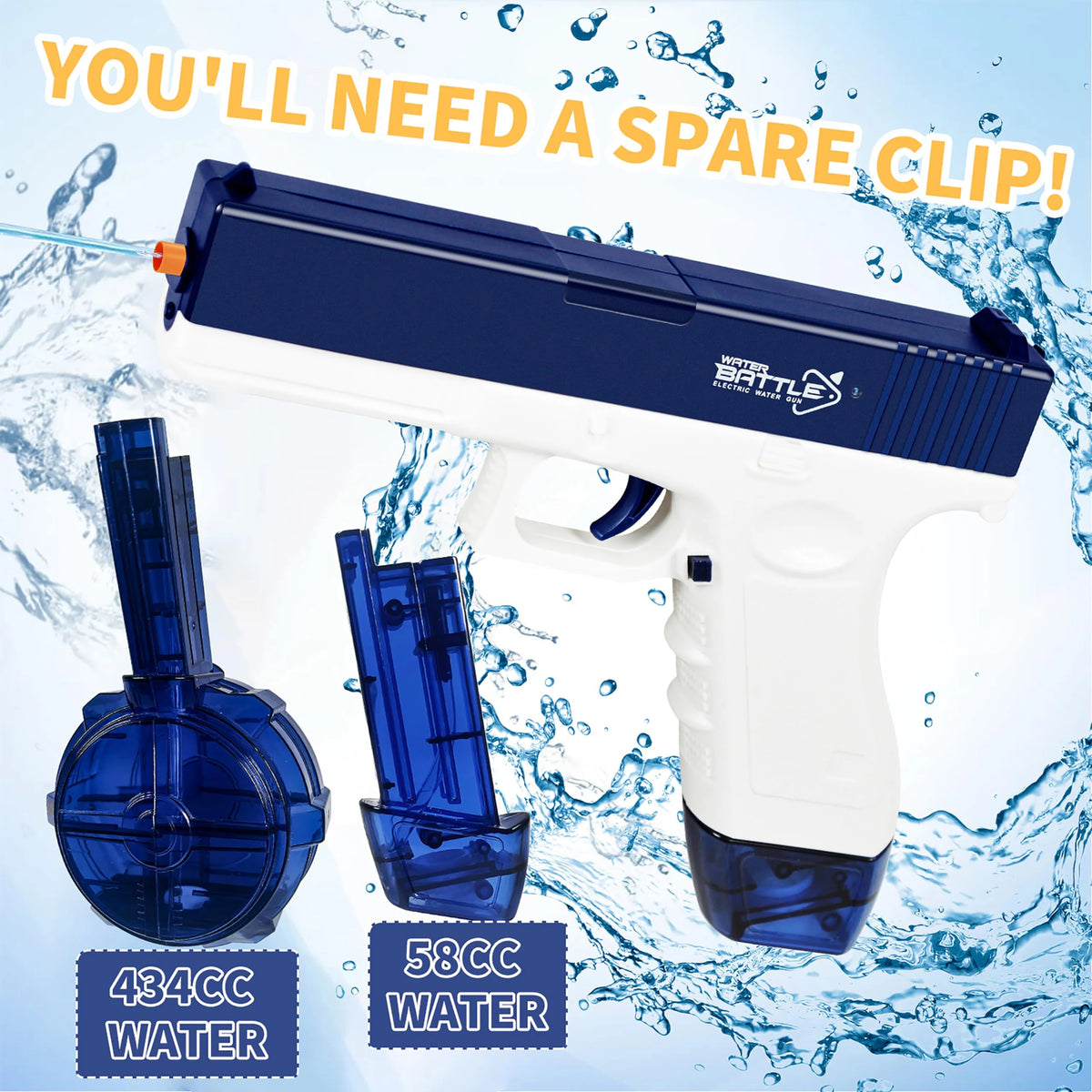 Electric Water Gun Rechargeable Automatic & Manual Spray Gun Capacity Range Up to 32 FT Range for Adults & Kids
