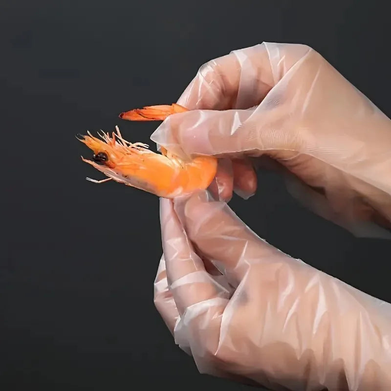 100PCS Disposable TPE Gloves Kitchen Bathroom Restaurant Camping Travel Waterproof Oil-Proof Household Cleaning Tools