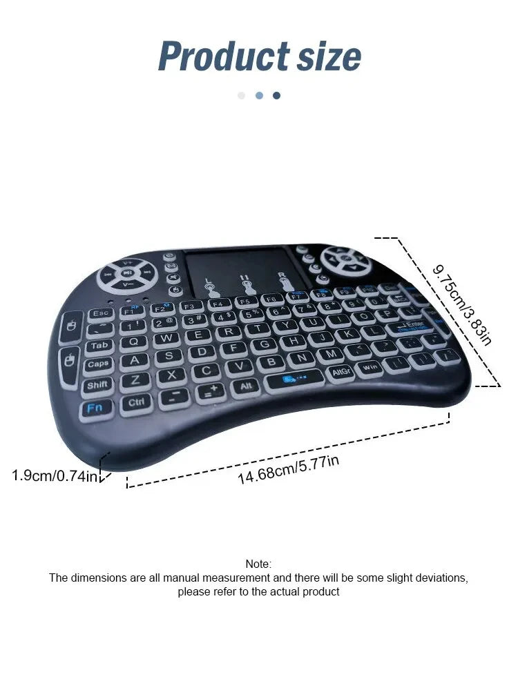 I8 Mini Wireless Keyboard 7 Color Backlit Russian French Spanish Portuguese Arabic 2.4G Air Mouse Remote for Android TV Box PC