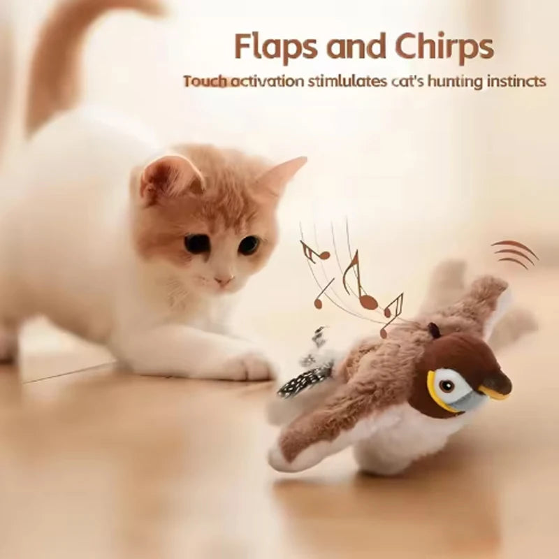 🐦🐱 Juguete Interactivo para Gatos con Pájaro de Peluche que Aletea 🔋🧸
