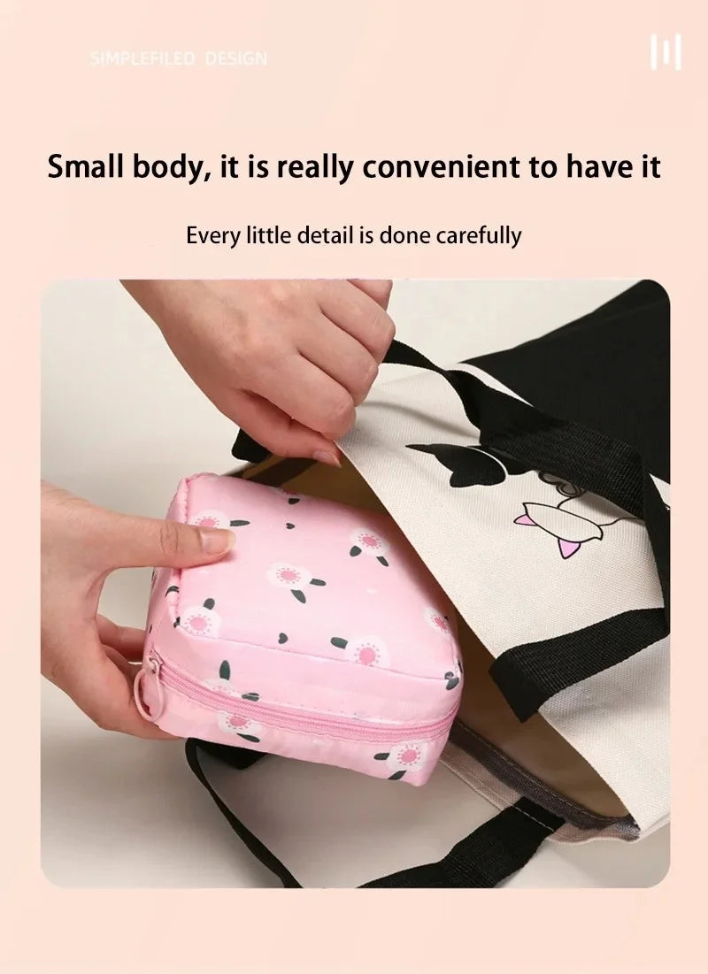 Cartoon Pattern Sanitary Napkin Bag Women Sanitary Napkin Tampon Storage Bag Portable Waterproof Multifunction Organizer Pouch