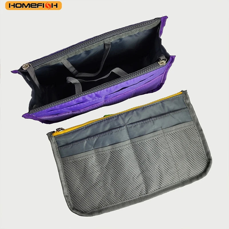 HOMEFISH Multi Pocket Portable Cosmetic Storage Bag, Large Capacity Double Zipper Travel Mommy Toiletry Bag