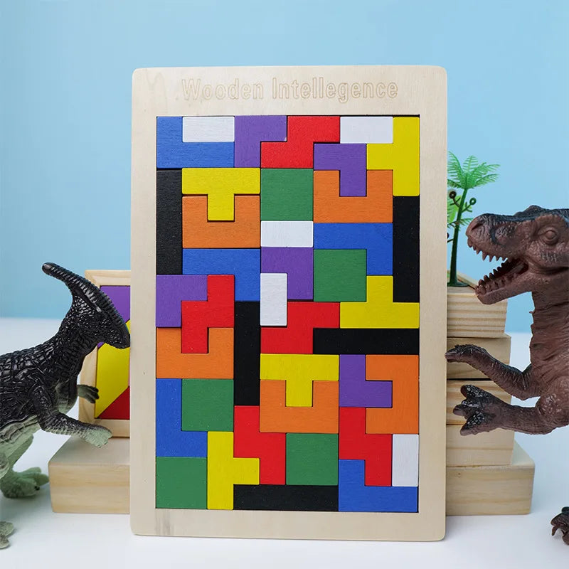 Gowinbaby Montessori Wooden 3D Russian Blocks Tangram Puzzle Educational Toy for Kids