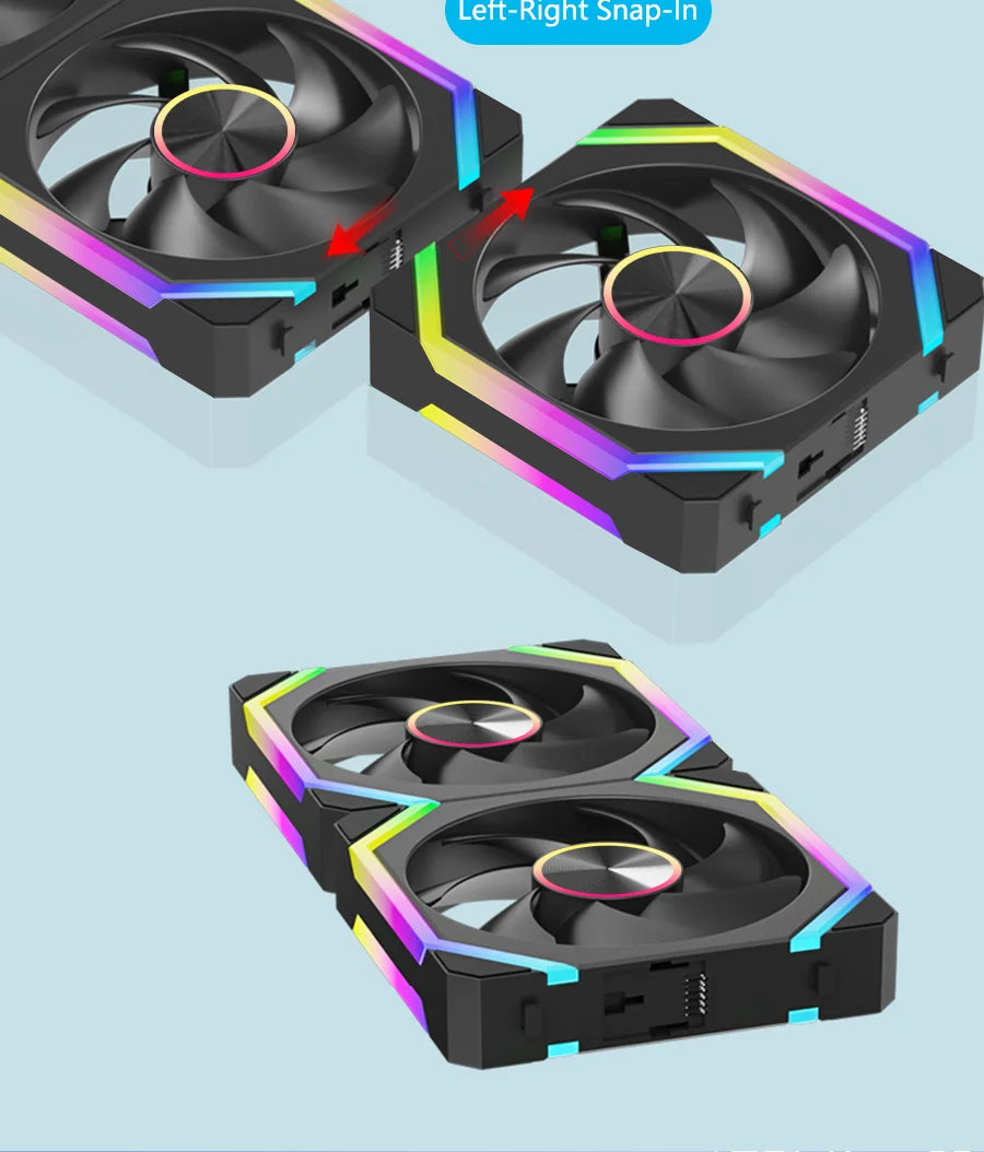 JUMPEAK HS120 Halo ARGB Cooling Fan 360mm 240mm Modular Stackable Splicing 120mm RGB Fans Kit For Gaming PC Case Water Cooler