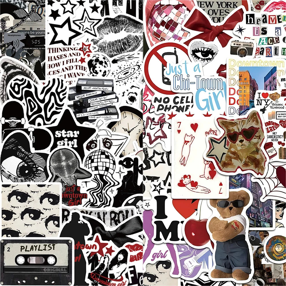 50/100pcs Downtown Girls Aesthetic Stickers Y2K Cartoon Graffiti Decals DIY Phone Laptop Notebook Waterproof Sticker Kids Toys
