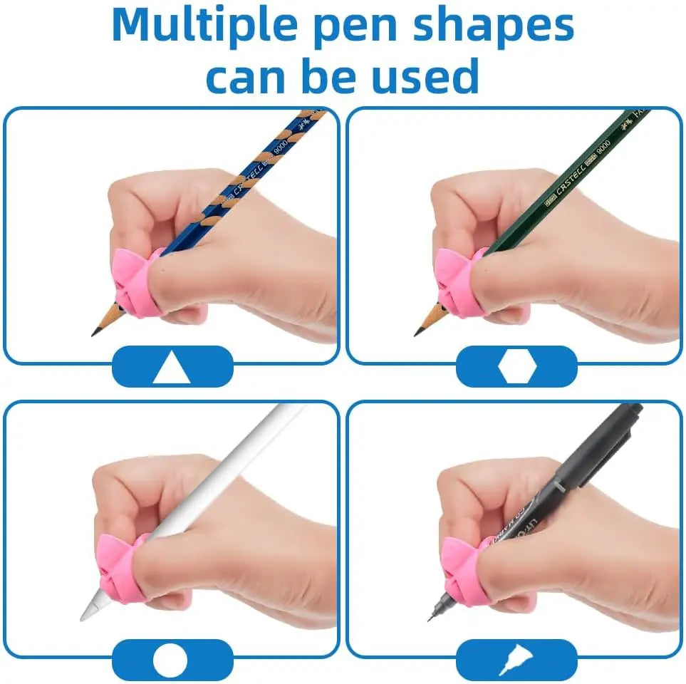4 Pack Ergonomic Pen Grip Corrector Soft Rubber Hand Writing Posture Trainer Kids Handwriting Aid Correction Stationery Tool
