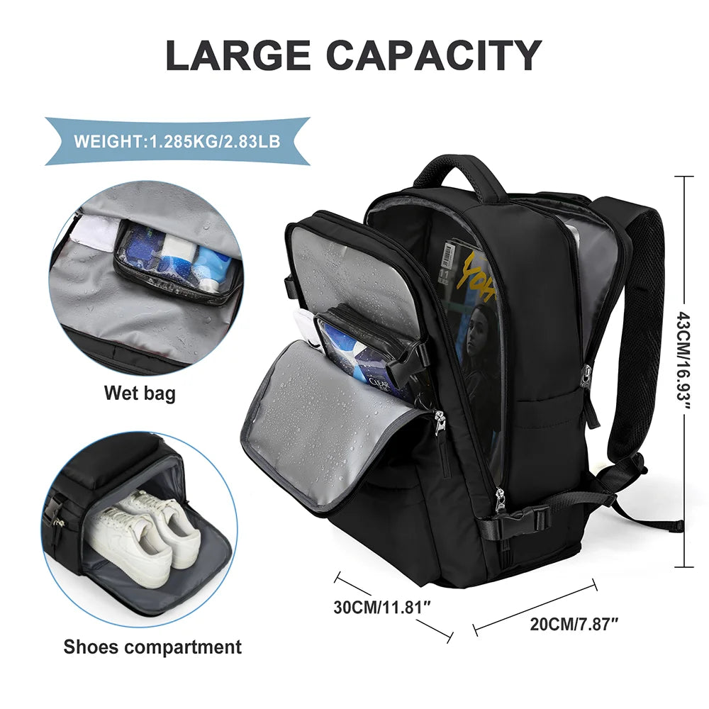 🎒✈️ Mochila de Viaje para Cabina 40 × 30 × 20 cm – Equipaje de Mano con Compartimento para Laptop y Zapatos 🧳✨