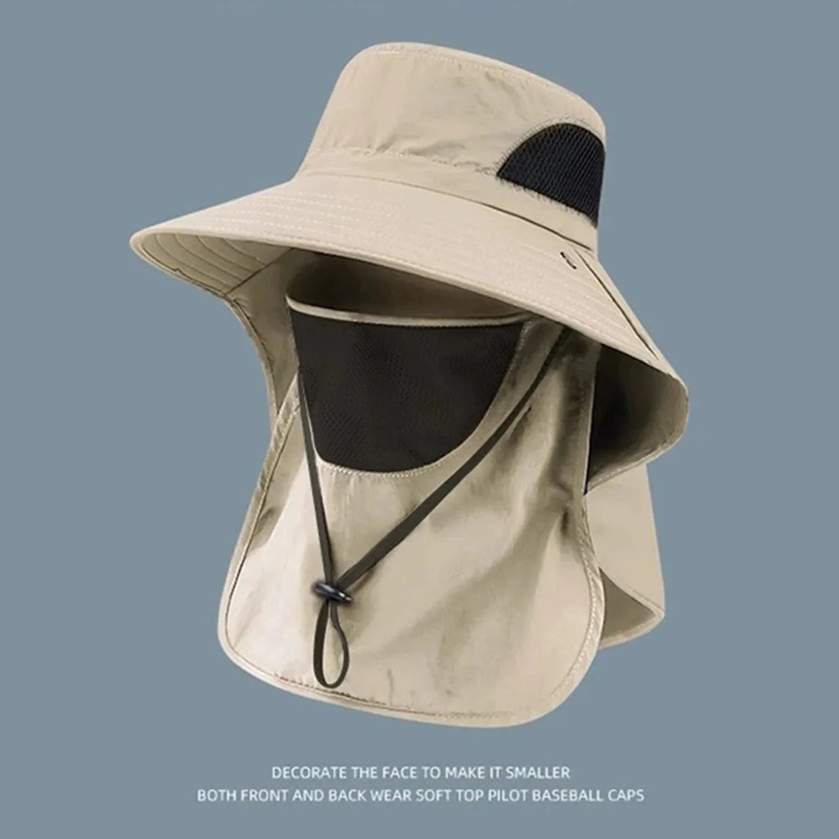 Women's Summer Bucket Hat with Neck Cover, Breathable Wide Brim UV Protection Sun Hat for Fishing Travel Beach Holiday