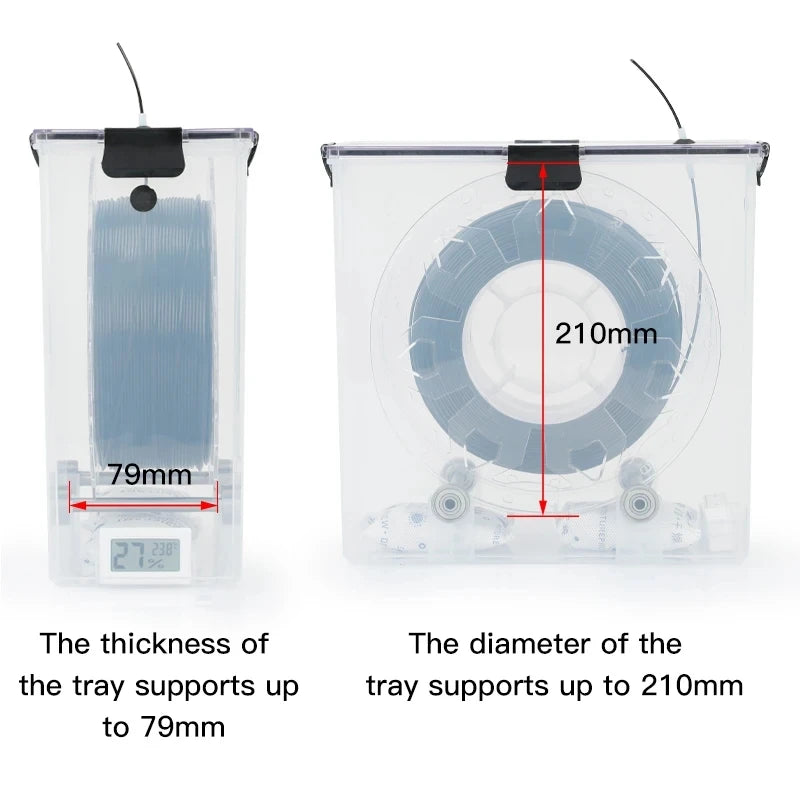 3D Printer Parts Filament Dryer Box Airtight And Moisture-Resistant Real-Time Monitoring for 3D Printer Tools Storage Box Holder