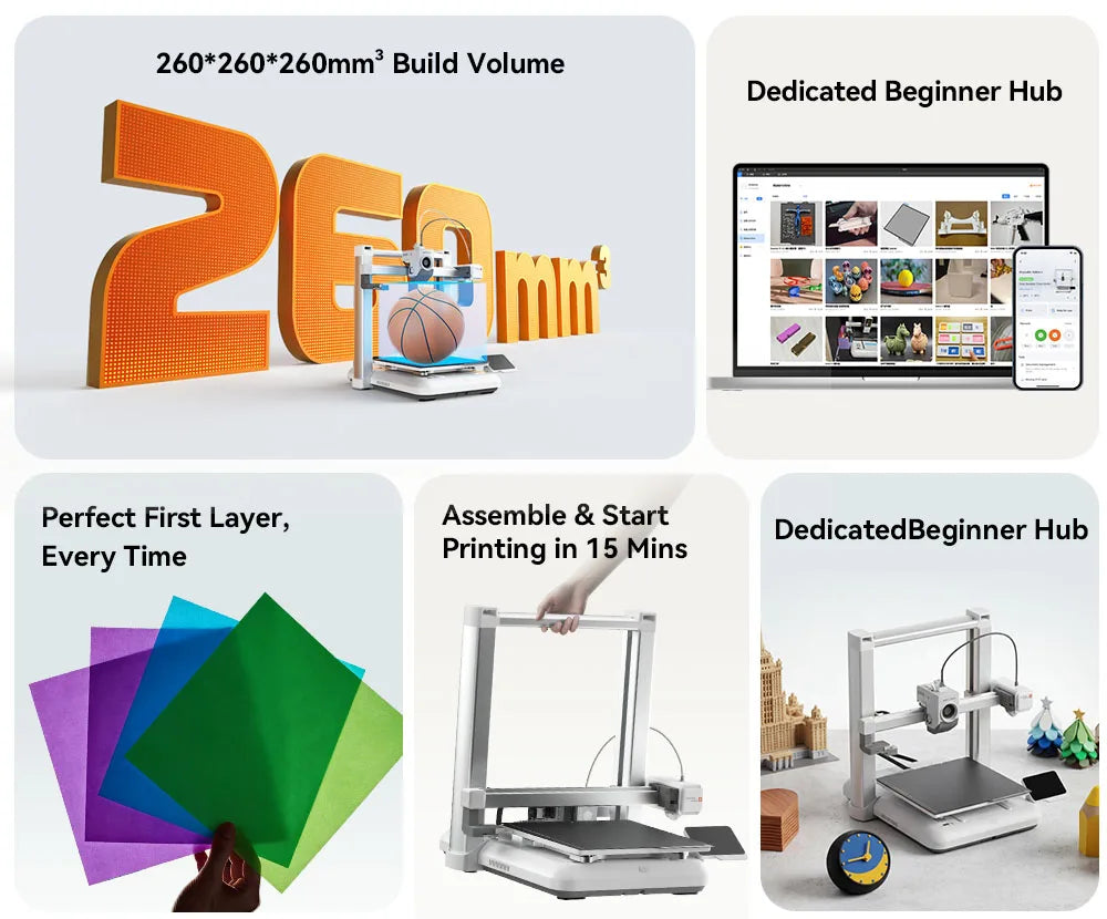 ANYCUBIC Kobra 4/Kobra 4 Combo 600mm/s Fast Printing Multi-Color 3D Printer Up to 8 Colors ACE 2 Pro Filament Drying APP Control FDM 3D Printer