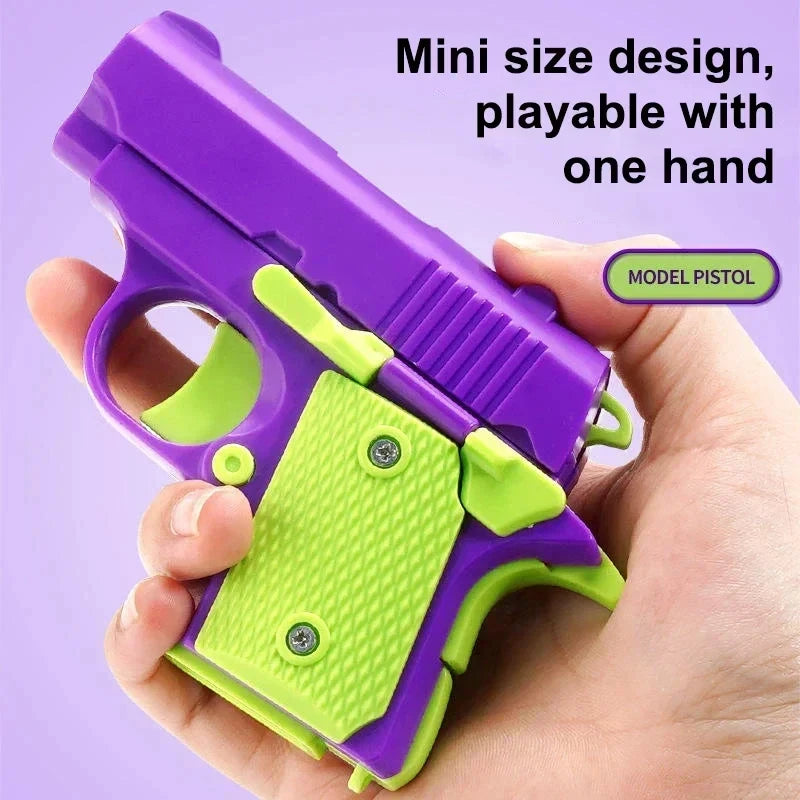 3D Printed Gravity Fidget Stress Relief Mini Pistol Toy Plastic Manual Burst Decompression Toy Christmas Gift