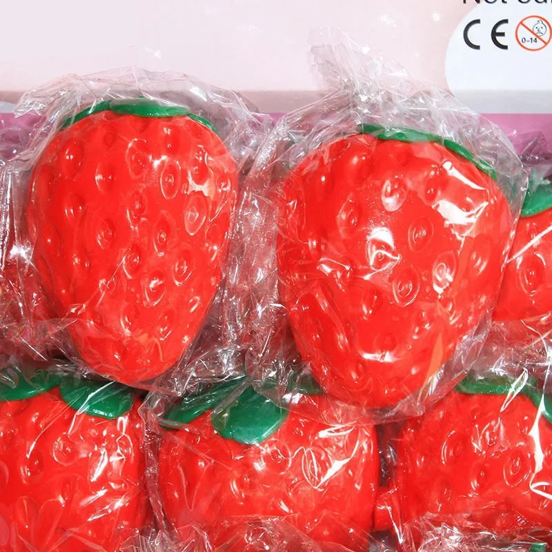 Strawberry Crunchy Squishy Stress Ball Toy Building Block Filling Handmade Crispy Fidget Ball ASMR Sensory Stress Relief Toy