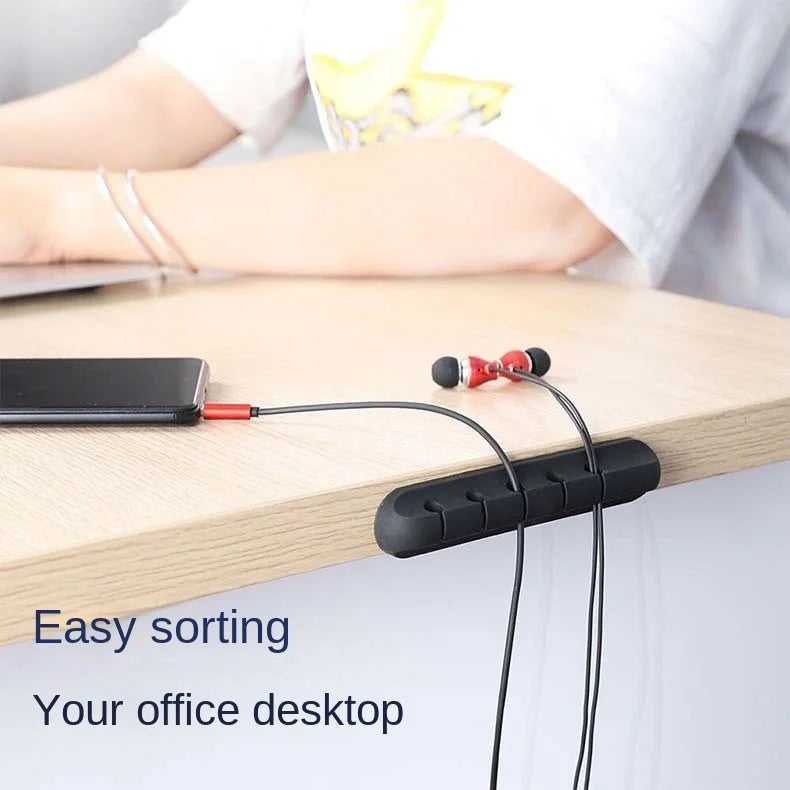 Self-Adhesive Power Cord Manager Fixed Chuck Plug Mouse Cable Headset Winder Mobile Phone Data Cable Card Silicone Desktop